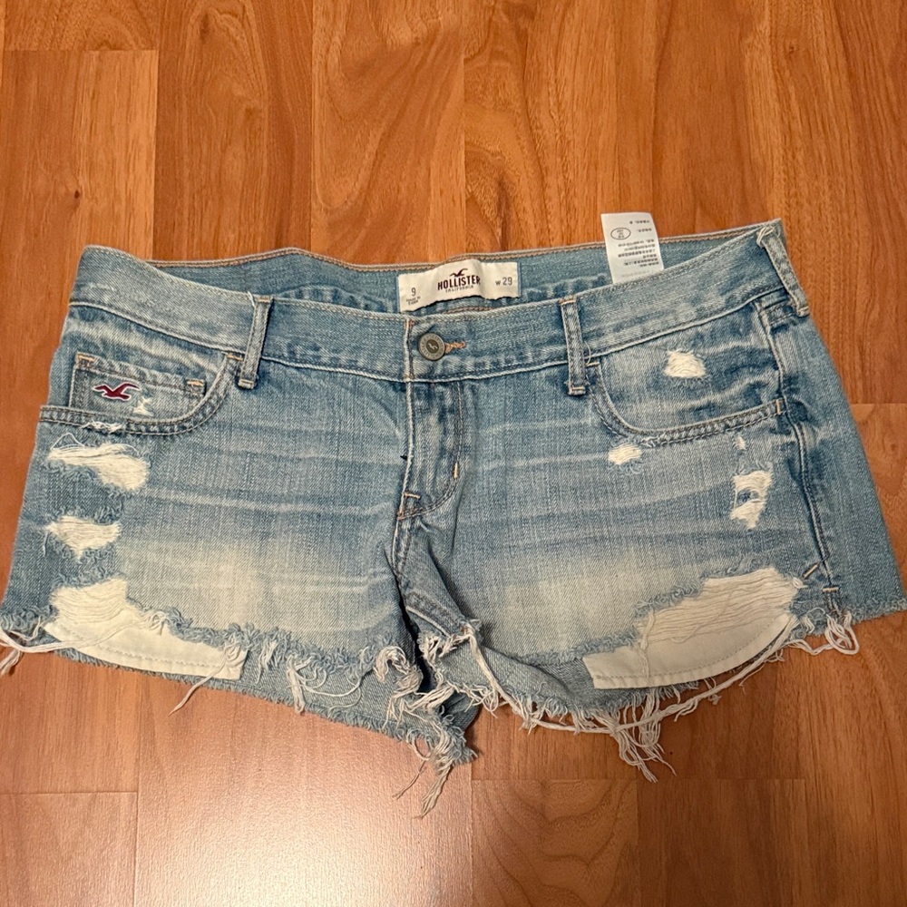 Hollister Women's Ripped Jean Shorts - Faded Blue